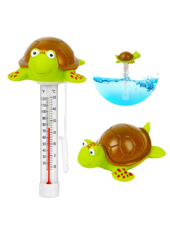 Floating Pool Thermometer, Large Size Easy Read for Water Temperature with String - Swimming Pools, Spas, Hot Tubs, Ponds (Turtle)
