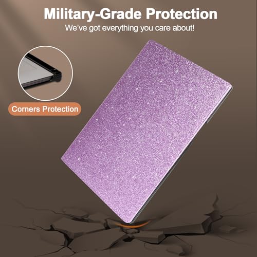 Caweet Stand Case for Remarkable Paper Pro 11.8 Inch 2024, Hard Back Shell Protective Auto Sleep/Wake Book Folio Cover with Pen Holder and Hand Strap, Glitter Purple - Image 5