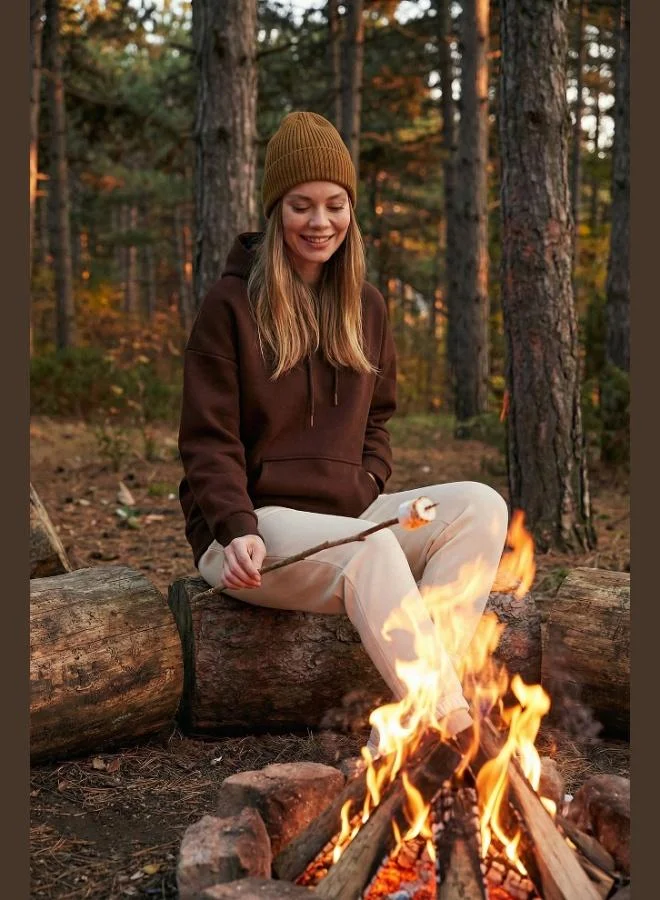 ليلا ليلا سويت شيرت شتوي نسائي بقلنسوة قطن بقصة عادية ومبطن