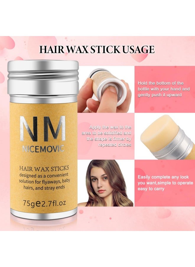 NICEMOVIC Slick Back Hair Brush Wax Stick Set for Flyaways Hair Accessories for Women Girl Teen Girls Trendy Stuff, Hair Styling Tools Baby Hair Gel, Christmas/Birthday Gifts Stocking Stuffers for Women Kids  - Image 3