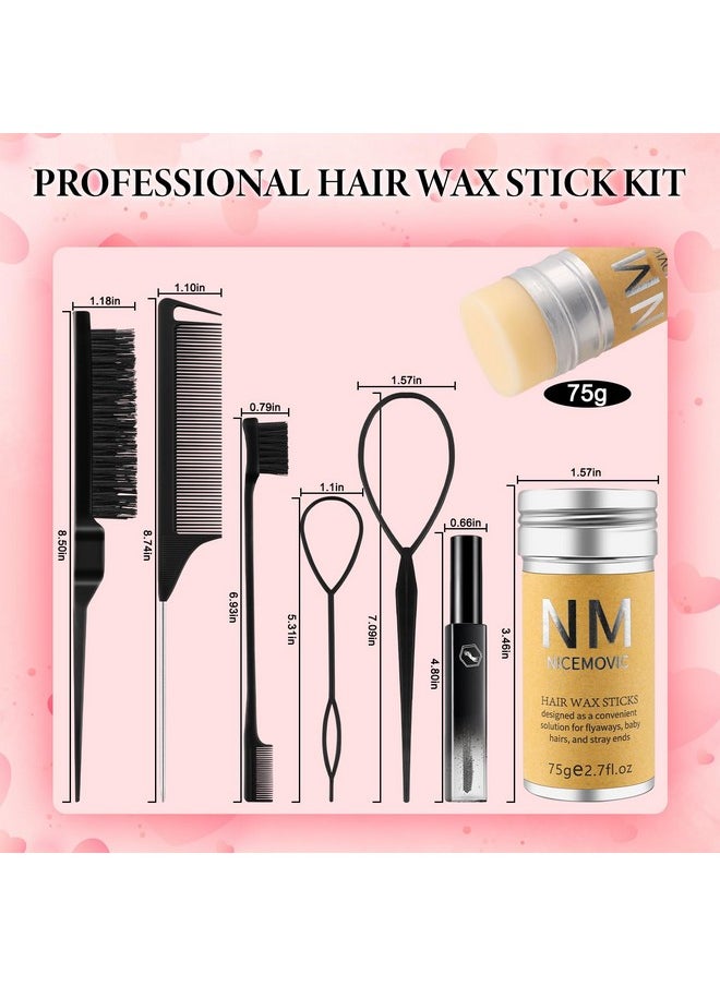 NICEMOVIC Slick Back Hair Brush Wax Stick Set for Flyaways Hair Accessories for Women Girl Teen Girls Trendy Stuff, Hair Styling Tools Baby Hair Gel, Christmas/Birthday Gifts Stocking Stuffers for Women Kids  - Image 2