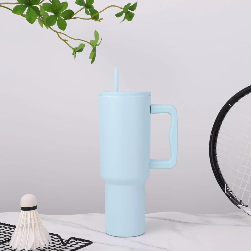VDNSI Stainless Steel Insulated Vacuum Tumbler Double Insulated Tumblers for Hot & Cold Drink with 100% Leakproof Tumbler with Handle & Reusable Straw Sipper 1200ml (Sky Blue) - Image 1