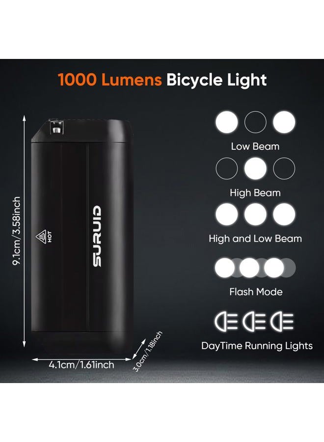 Suruid Bike Lights for Night Riding, Rechargeable Bike Lights Set Front and Back, Waterproof Bicycle Lights Front and Rear, Bike Headlight for Road, Mountain Cycling, Bike Accessories for Adult Bikes - Image 2