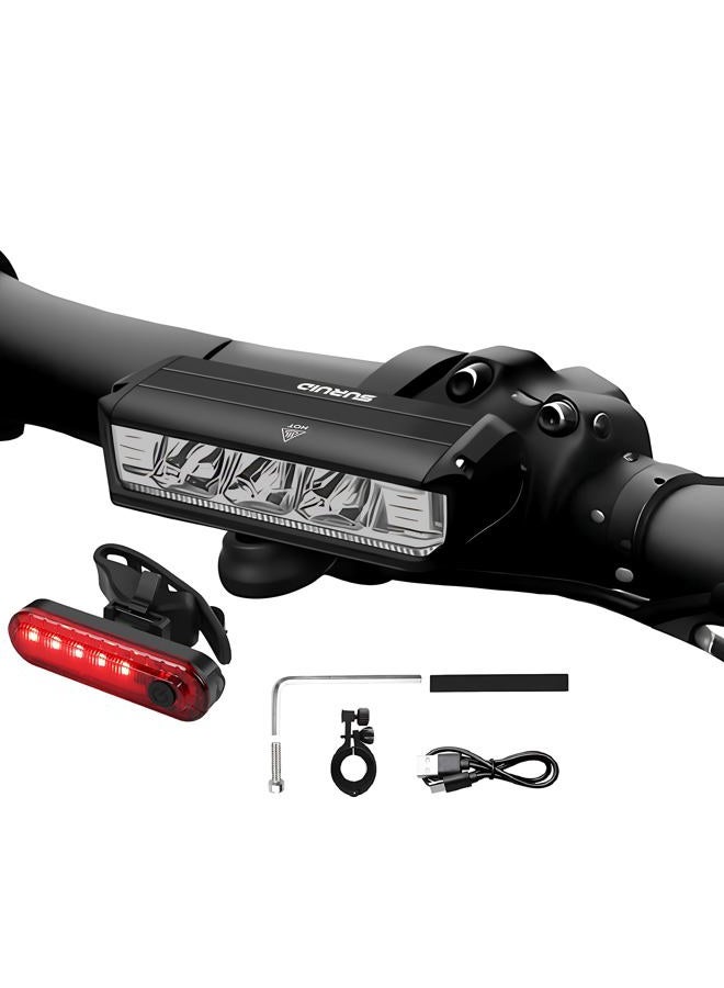 Suruid Bike Lights for Night Riding, Rechargeable Bike Lights Set Front and Back, Waterproof Bicycle Lights Front and Rear, Bike Headlight for Road, Mountain Cycling, Bike Accessories for Adult Bikes - Image 1
