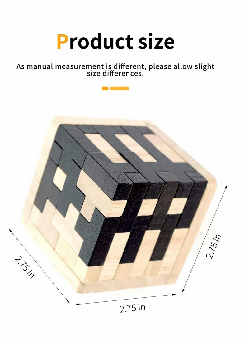 Y&D 3D Wooden Puzzles Brain Teaser Two Color 54 T Shaped Blocks Geometric Intellectual Puzzle Educational Toy for Toddlers Kids and Adults Creativity Problem Solving  - Image 3