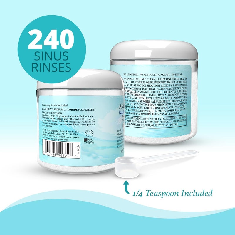 Ancient Secrets Nasal Cleansing Salt - 10 oz Jar (Pack of 3) - Non-Iodized Pure Salt for Nasal Hygiene - Image 3