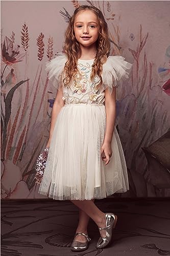 TUTULAND Tutu Dress for Girls - Embroidered Tulle Tiered Layered Flower Toddler Dress for Wedding & Birthday - Image 2