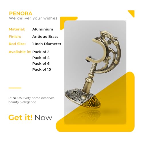 Penora Curtain Bracket with Support Aluminum 1 Inch Rod Pocket for Door and Window Rod Support Fittings for Home Décor Brass Antique (Pack of 2) - Image 4