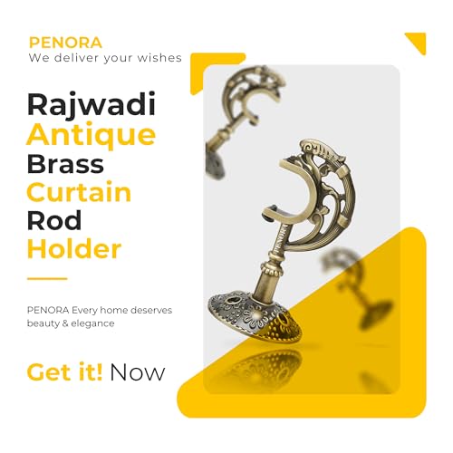 Penora Curtain Bracket with Support Aluminum 1 Inch Rod Pocket for Door and Window Rod Support Fittings for Home Décor Brass Antique (Pack of 2) - Image 3