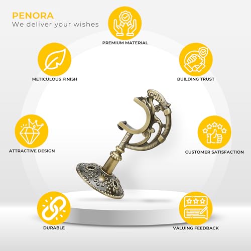 Penora Curtain Bracket with Support Aluminum 1 Inch Rod Pocket for Door and Window Rod Support Fittings for Home Décor Brass Antique (Pack of 2) - Image 5
