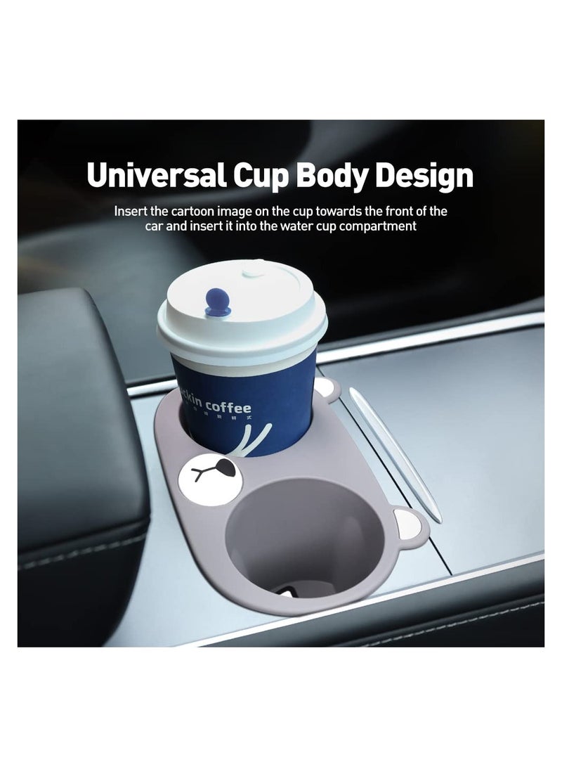 SYOSI Center Console Cup Holder, fit for Tesla Model Y/3, Grey Little Bear Cup Holder Tesla Center Console Slot Slip Limiter Shockproof Stabilizer Silicone Water Cup Clip, Tesla Accessories(1 Pack) - Image 5