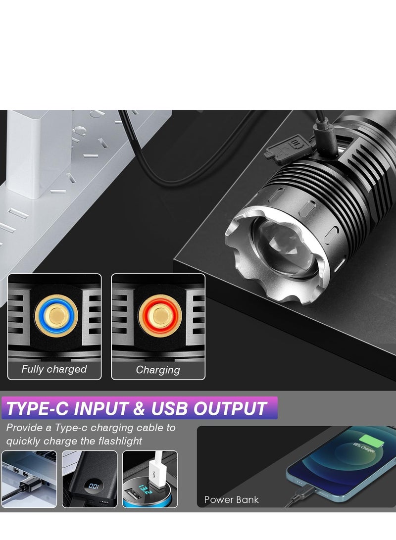 Rechargeable Flashlight, 100000 High Lumens Super Bright Led Flashlight with 4 Modes Zoom in/out Powerful Handheld Long Distance lighting Torch light - Image 4