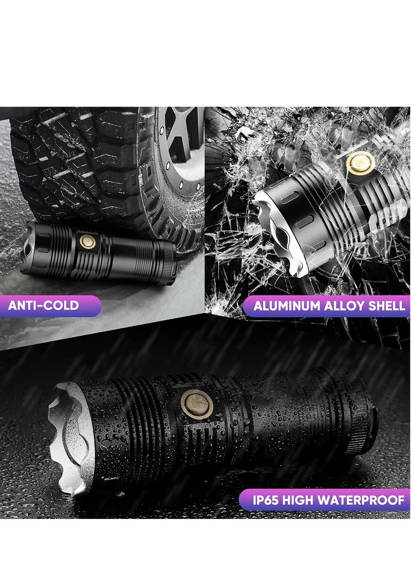Rechargeable Flashlight, 100000 High Lumens Super Bright Led Flashlight with 4 Modes Zoom in/out Powerful Handheld Long Distance lighting Torch light - Image 5