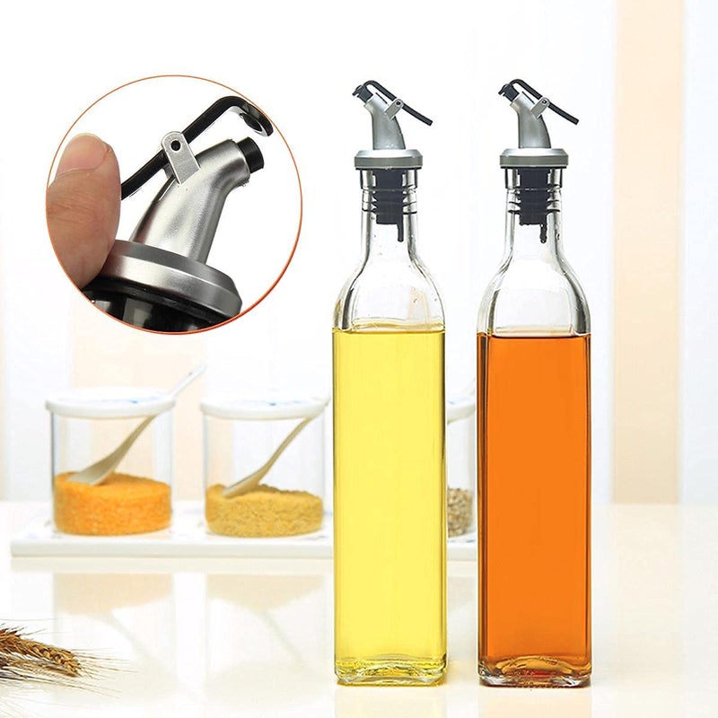 KIDINGTON Glass Oil Dispenser Bottle 500ml500ml Pack of 2 Transparent - Image 4