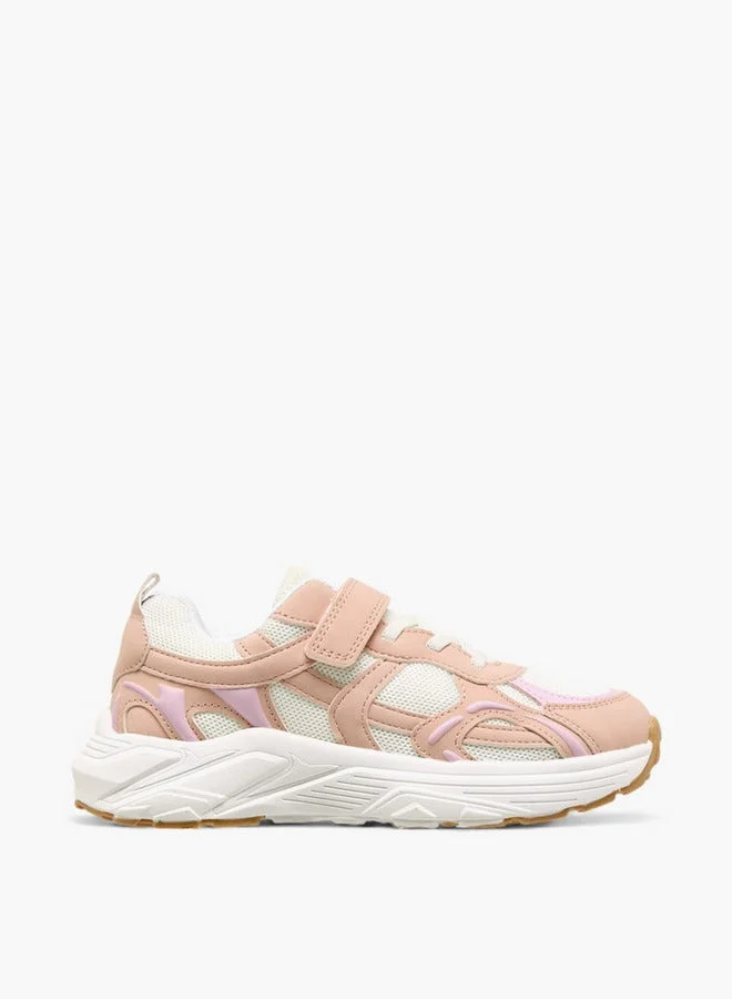Panelled Sneakers with Hook and Loop Closure