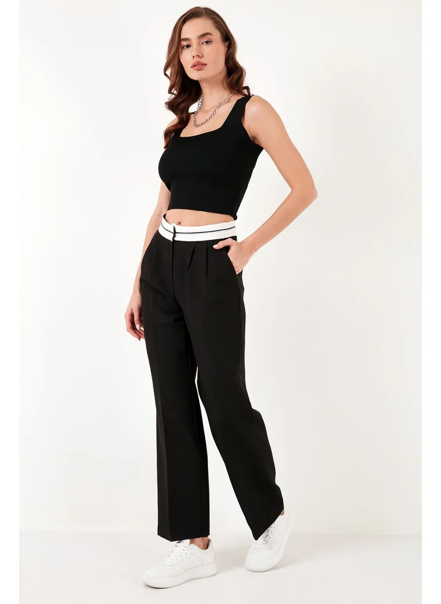 Lela High Waist Regular Fit Wide Leg Trousers Women's Trousers 611PL061