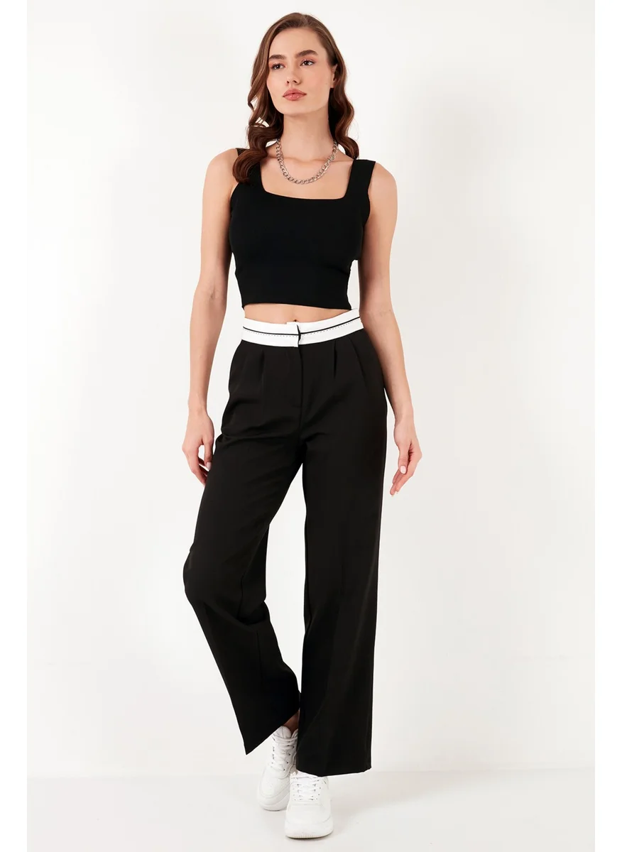 Lela High Waist Regular Fit Wide Leg Trousers Women's Trousers 611PL061