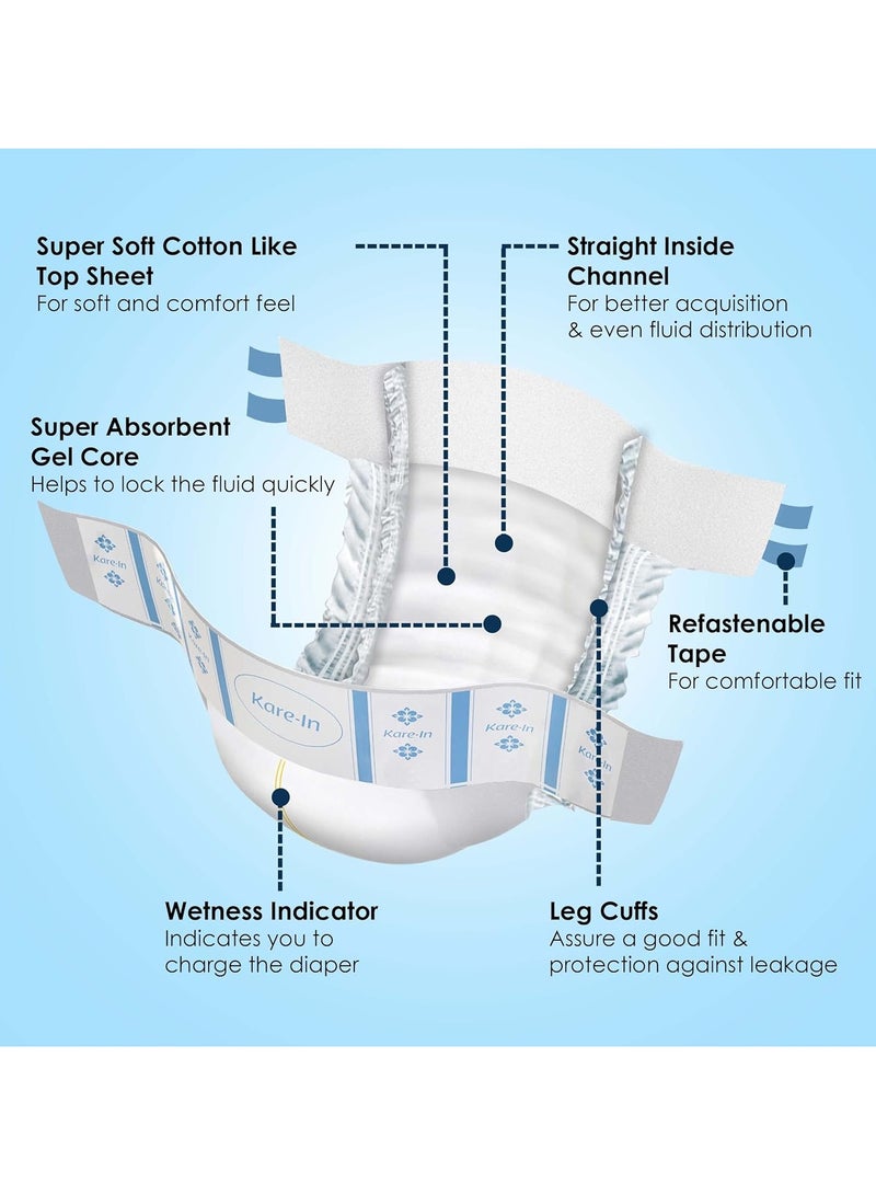 Kare In Kare In Adult Diaper Tape Style Large Waist Size 101-139cm (40"-55") 10 Pieces | Leak Proof | Wetness Indicator | High Absorbency Upto 12 Hours Protection | Re-Fastenable Tapes | Unisex Diaper  - Image 3