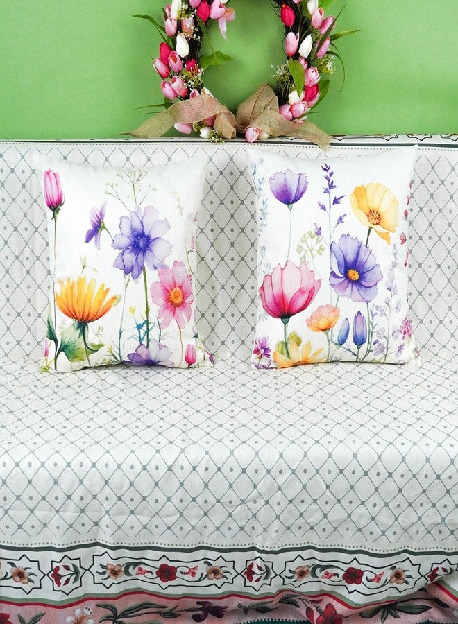 ONWAY Spring Summer Pillow Covers 18x18 Inch Set of 2 Floral Colorful Flowers Decorations Farmhouse Living Room Outdoor Cushion Case for Sofa Couch Home Bed - Image 2