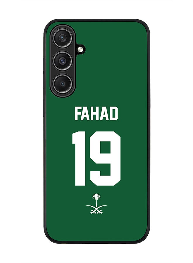 Stylizedd Rugged Black Edge case for Samsung Galaxy S23 FE, Custom Slim fit Thin Phone Case Cover - Football Team - Saudi Arabia, Player Name - Fahad - Image 1