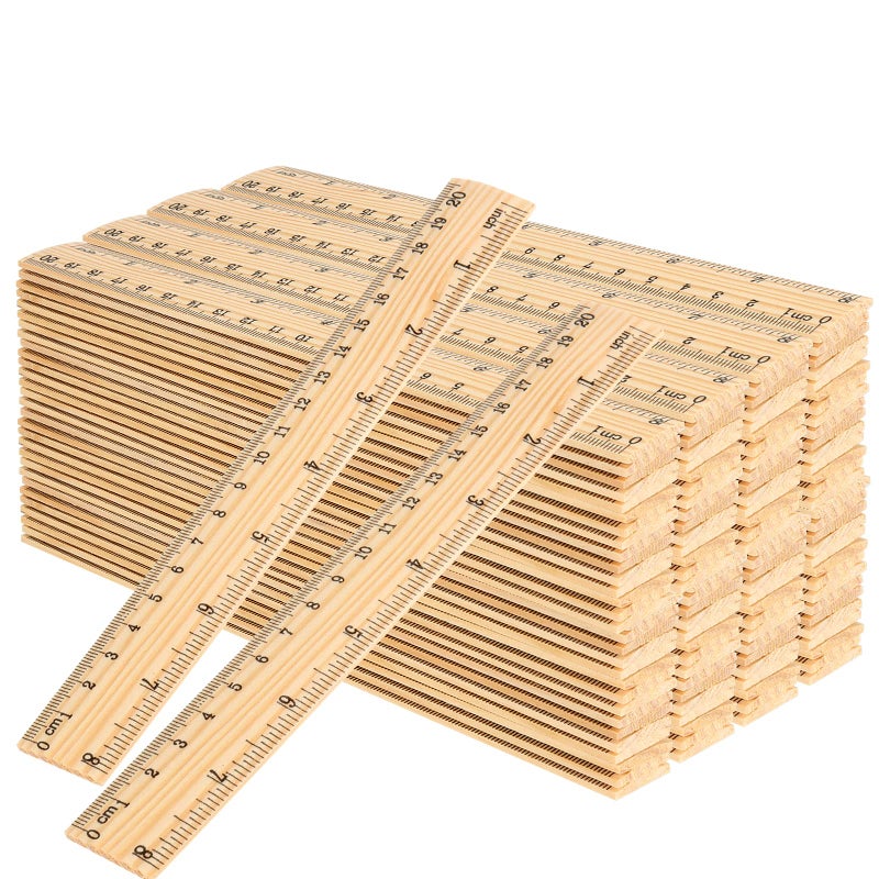 JAPCHET 144 Pack 8 Inch Wooden Rulers Wooden Rulers Bulk 2 Scale Wood Measuring Rulers for School Student Office Clothing Measuring