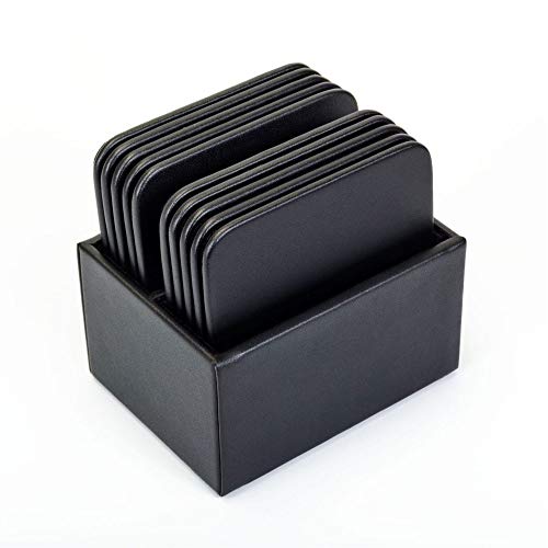 Dacasso A1043 Leather 10 Square Coaster Set with Holder Black - Image 1