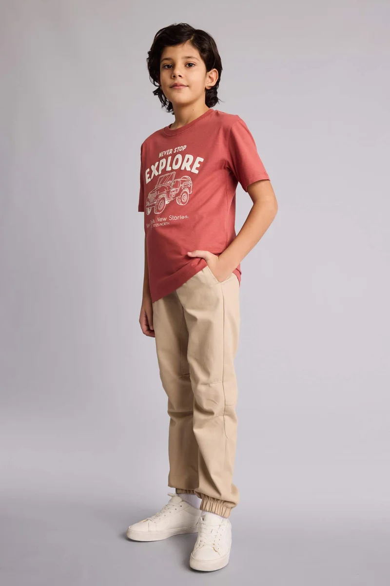 ديفاكتو Boy New Regular Fit Crew Neck Printed T-Shirt