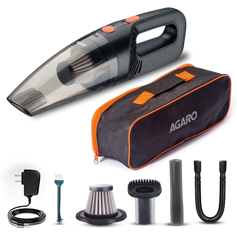 AGARO HVC1081 Cordless Rechargeable Car Vacuum Cleaner, Portable, Handheld,110W, 5.5KPA Power Socket, Stainless Steel Filter, Black - Image 1