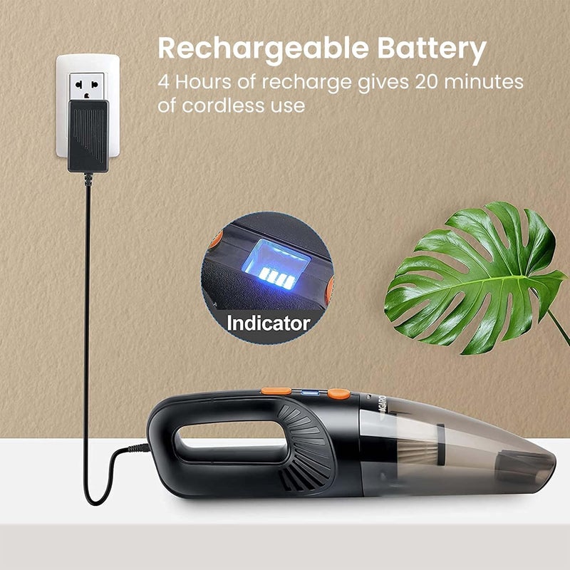AGARO HVC1081 Cordless Rechargeable Car Vacuum Cleaner, Portable, Handheld,110W, 5.5KPA Power Socket, Stainless Steel Filter, Black - Image 5