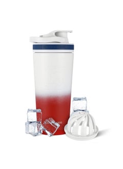Ice Shaker Stainless Steel Shaker Bottle | 26oz, USA | Stays Cold for 30+ Hours | Insulated Cup with Twist-on Agitator | Odor-Free Shaker Cup for Protein Shakes, Water, Smoothies, Cocktails