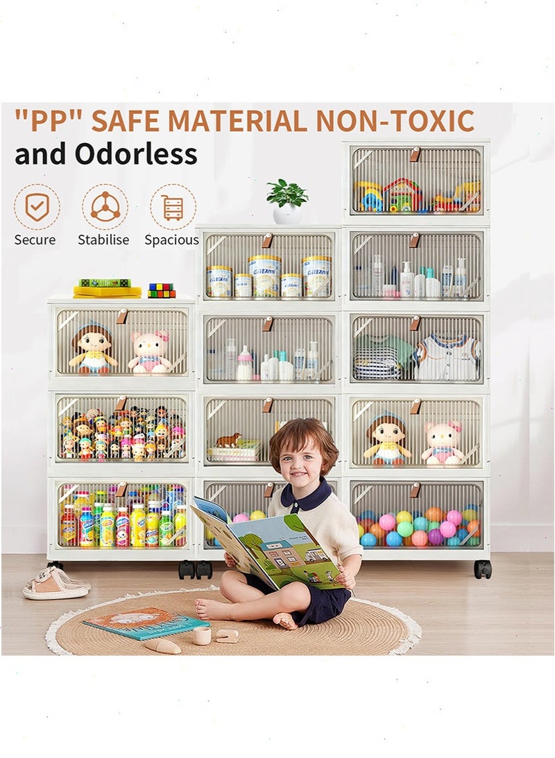 يواوليتي خزانة تخزين ذات 5 طبقات مع عجلات، صندوق تخزين للألعاب، منظم تخزين أرضي، صندوق رف حاويات تخزين مقاوم للغبار لغرفة المعيشة والحمام والمطبخ وغرفة النوم - Image 3