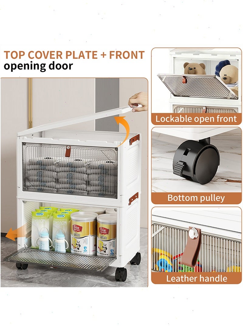 يواوليتي خزانة تخزين ذات 5 طبقات مع عجلات، صندوق تخزين للألعاب، منظم تخزين أرضي، صندوق رف حاويات تخزين مقاوم للغبار لغرفة المعيشة والحمام والمطبخ وغرفة النوم - Image 5