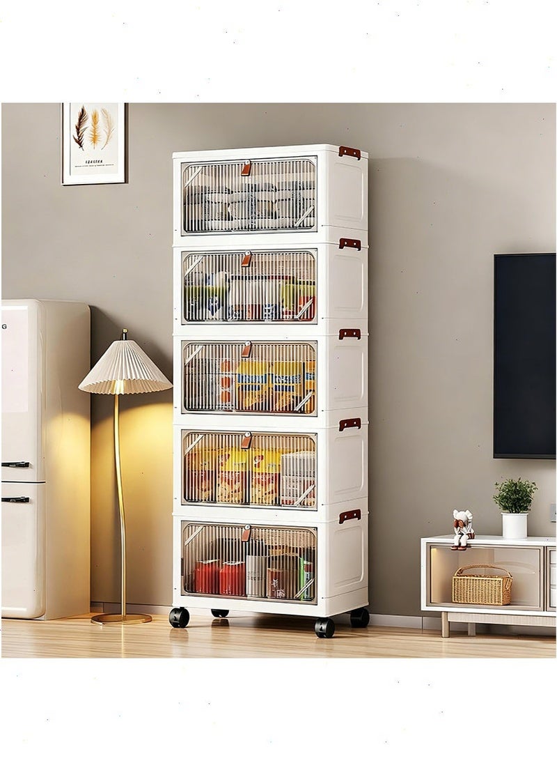 Yoawllty Drawer Storage Cabinet with Wheels, 5-layers Toy Storage Box, Floor Storage Organizer, Dust-proof Storage Containers Shelf Box for Living Room, Bathroom, Kitchen, Bedroom - Image 1