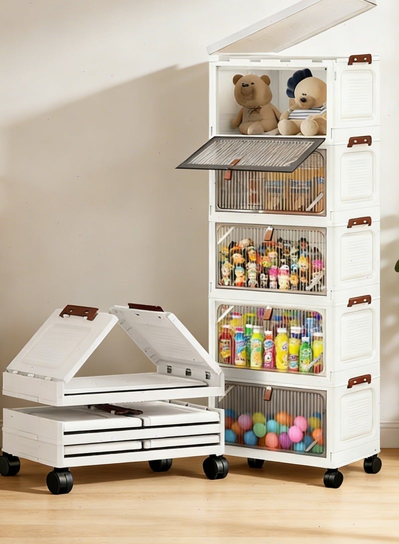 Yoawllty Drawer Storage Cabinet with Wheels, 5-layers Toy Storage Box, Floor Storage Organizer, Dust-proof Storage Containers Shelf Box for Living Room, Bathroom, Kitchen, Bedroom - Image 3