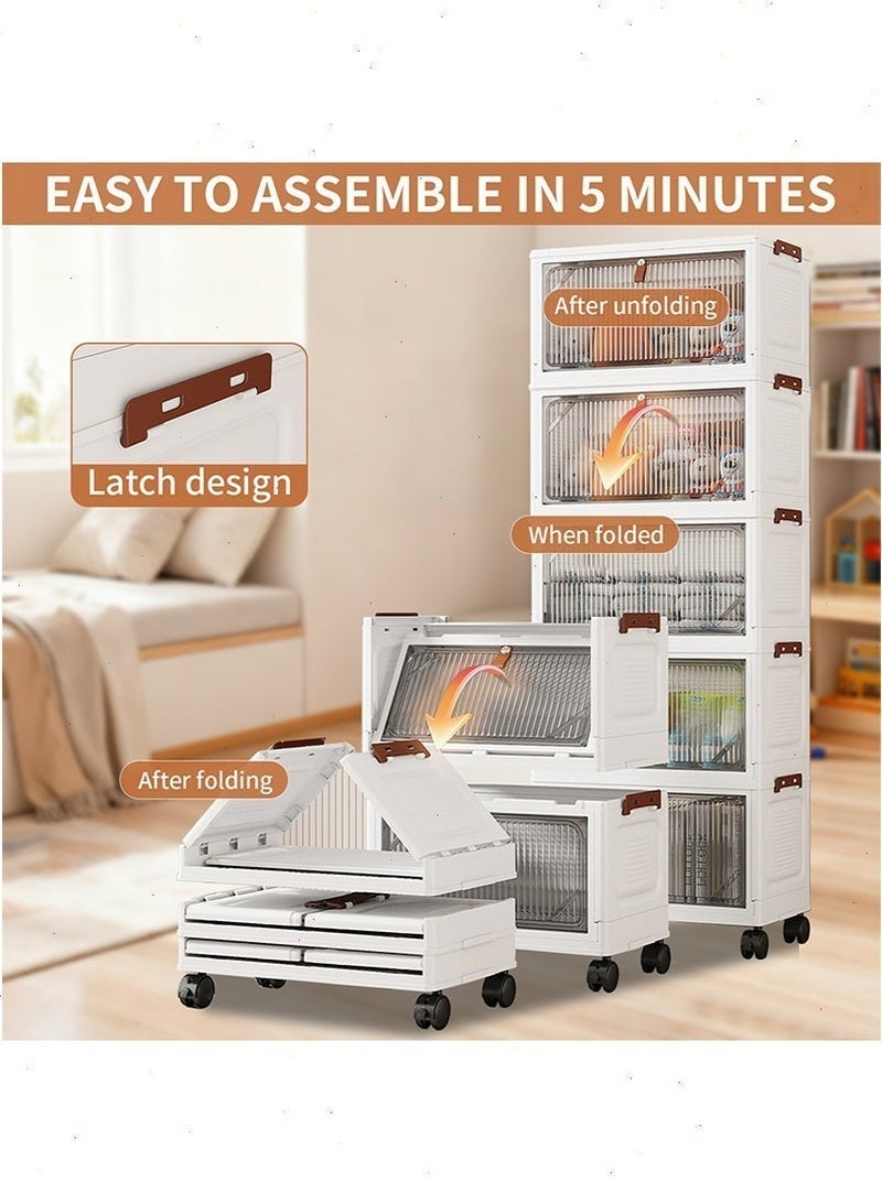 Yoawllty Drawer Storage Cabinet with Wheels, 5-layers Toy Storage Box, Floor Storage Organizer, Dust-proof Storage Containers Shelf Box for Living Room, Bathroom, Kitchen, Bedroom - Image 2