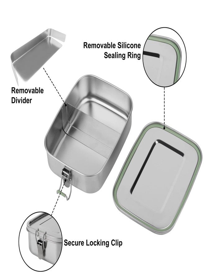 أرورا علبة غداء بينتو من الفولاذ المقاوم للصدأ من أرورا - سعة 800 مل مع فاصل، قسمان، حاوية طعام صديقة للبيئة وقابلة لإعادة التدوير، مانعة للتسرب وآمنة للغسل في غسالة الأطباق، خالية من مادة BPA، تصميم مناسب لتناول الطعام أثناء التنقل للبالغين والمراهقين - Image 3