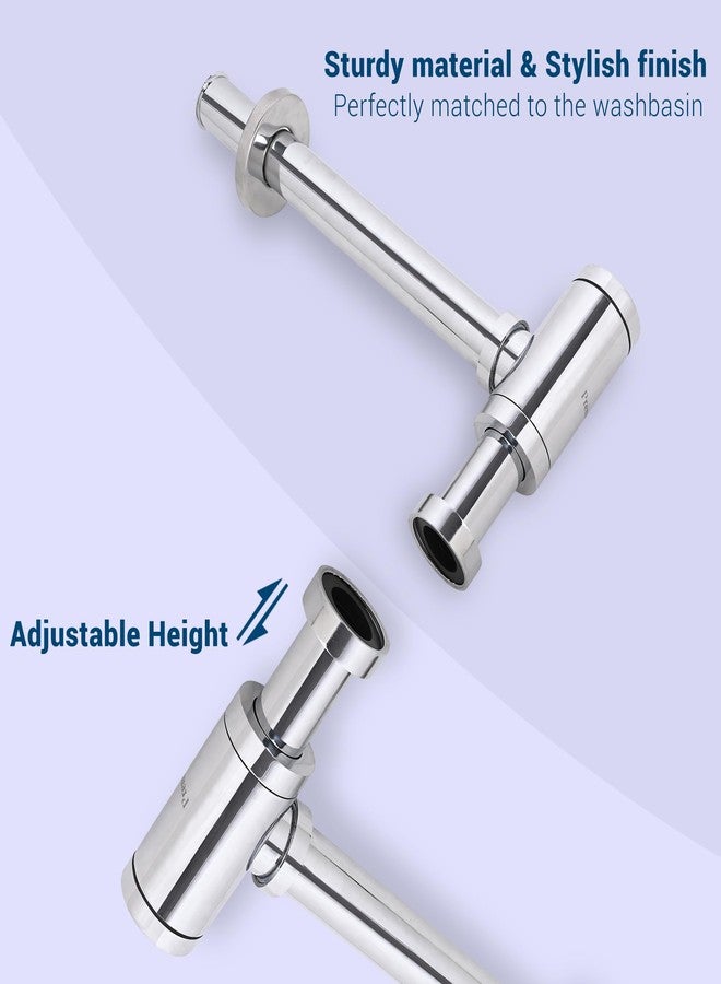 Prem Tiles Brass Bottle Trap for Wash Basin with 300mm Long Pipe & Wall Flange | Sink Drain Pipe | Anti-Rust Bathroom Bottle Trap | Leak-Proof Design | Easy Installation - Image 4