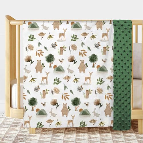 Buerhanerry Woodland Baby Blanket for Girls Boys, Soft Double Layer Minky with Dotted Backing, Forest Animals Theme Toddler Nursery, Newborn Infant Crib Bedding, Receiving Blankets, 30"x40" - Image 2