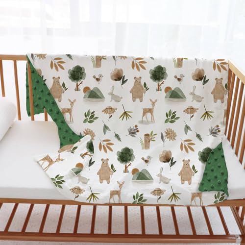 Buerhanerry Woodland Baby Blanket for Girls Boys, Soft Double Layer Minky with Dotted Backing, Forest Animals Theme Toddler Nursery, Newborn Infant Crib Bedding, Receiving Blankets, 30"x40" - Image 5