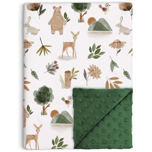Buerhanerry Woodland Baby Blanket for Girls Boys, Soft Double Layer Minky with Dotted Backing, Forest Animals Theme Toddler Nursery, Newborn Infant Crib Bedding, Receiving Blankets, 30"x40" - Image 1