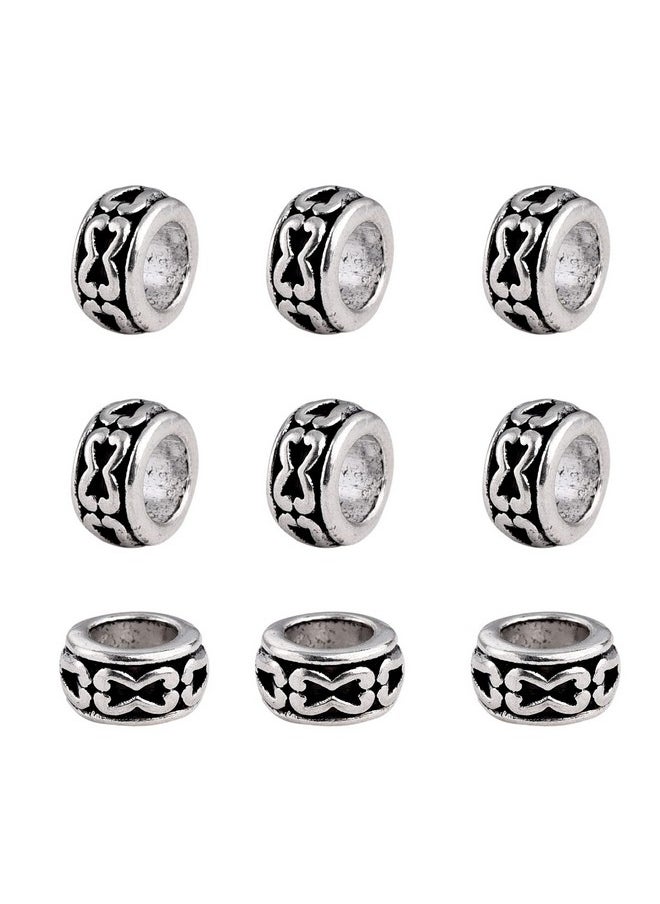 KISSITTY 100 Piece Tibetan Antique Silver European Large Hole Rondelle Spacer Beads 7Mm With 3.5Mm Hole For Diy Jewelry Craft Making  - Image 1