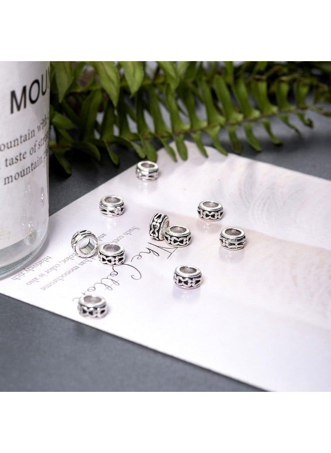 KISSITTY 100 Piece Tibetan Antique Silver European Large Hole Rondelle Spacer Beads 7Mm With 3.5Mm Hole For Diy Jewelry Craft Making  - Image 3