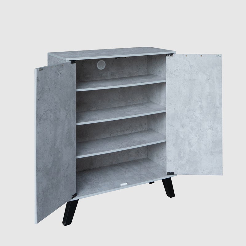 Baity 4-Tier Malaysian Wooden Shoe Cabinet with 2 Doors - Grey - Image 4