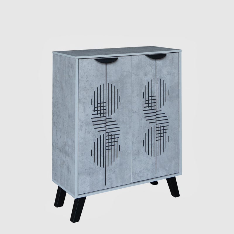 Baity 4-Tier Malaysian Wooden Shoe Cabinet with 2 Doors - Grey - Image 5