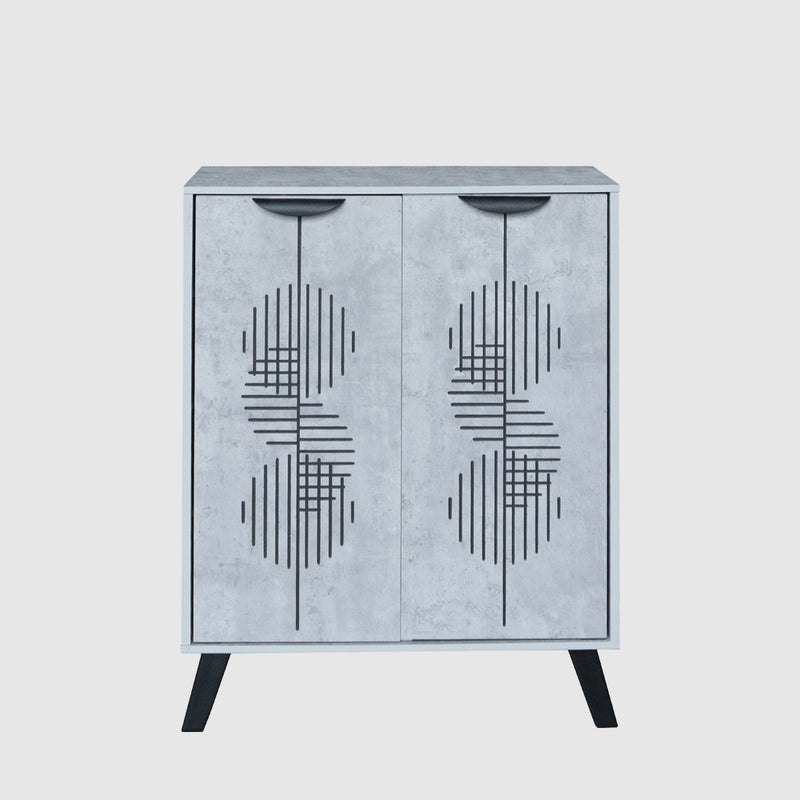 Baity 4-Tier Malaysian Wooden Shoe Cabinet with 2 Doors - Grey - Image 1