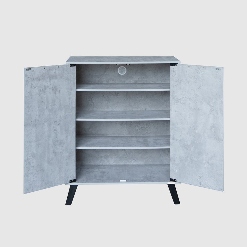 Baity 4-Tier Malaysian Wooden Shoe Cabinet with 2 Doors - Grey - Image 3