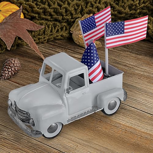 FGYPYLFF Farmhouse White Truck Decor, Vintage Metal Farm Truck Decor,Rustic Outdoor/Indoor Garden Trucks Planter,Decorative Tabletop Fall Table Pick-up Decor, Collectible Vehicles Gifts - Image 5