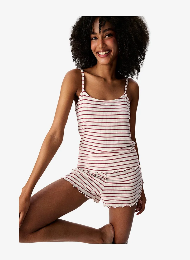 بنتي Women's Beige Sleeveless Modal Pyjama Set with Shorts