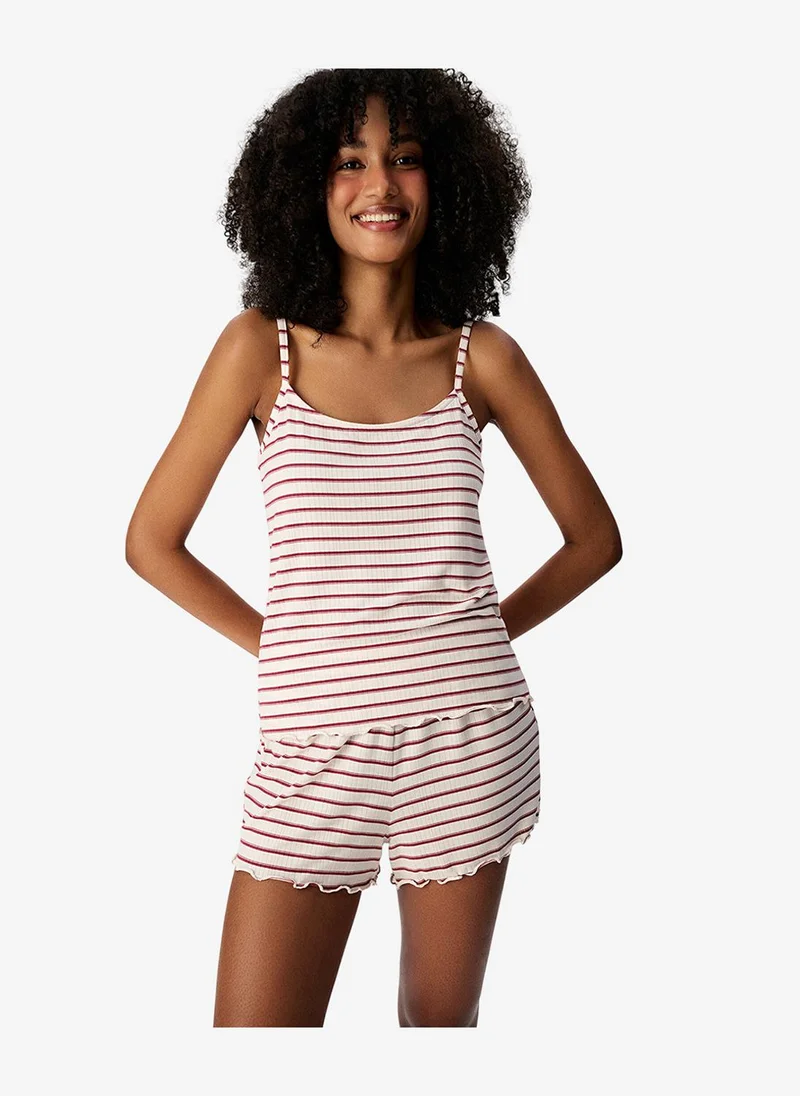 بنتي Women's Beige Sleeveless Modal Pyjama Set with Shorts