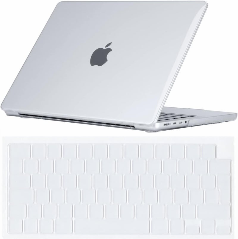 سيفن لاين متوافق مع حافظة Macbook Pro 16 بوصة شفافة 2024 2023 2022 2021 غطاء بلاستيكي كريستالي صلب لـ Mac Pro 16 بوصة M4 M3 M2 M1 موديل A2780 A2485 A2991 A3403 وغطاء لوحة مفاتيح، شفاف - Image 1